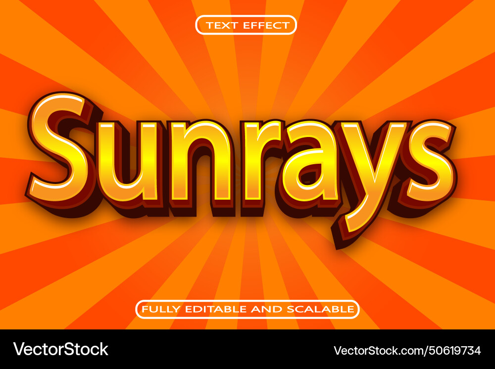 Sun rays editable text effect 3 dimension emboss Sun rays editable text effect 3 dimension emboss vector image