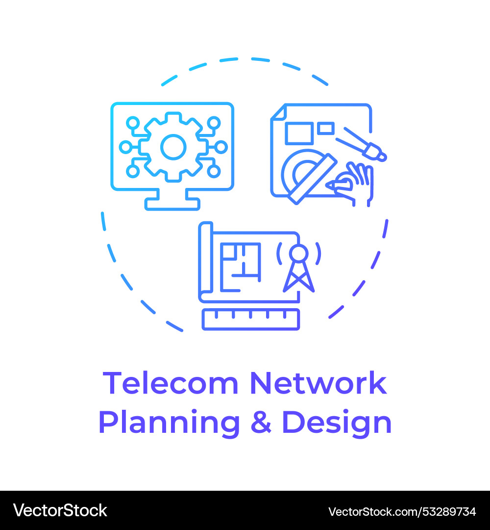 Telecom network planning and design blue gradient Telecom network planning and design blue gradient Vector Image