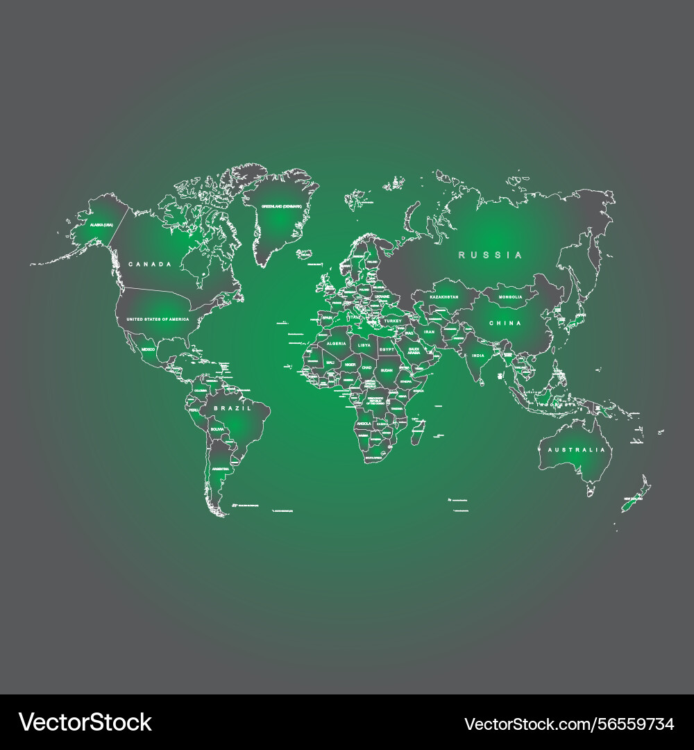 World map with green gradient background unique World map with green gradient background unique vector image