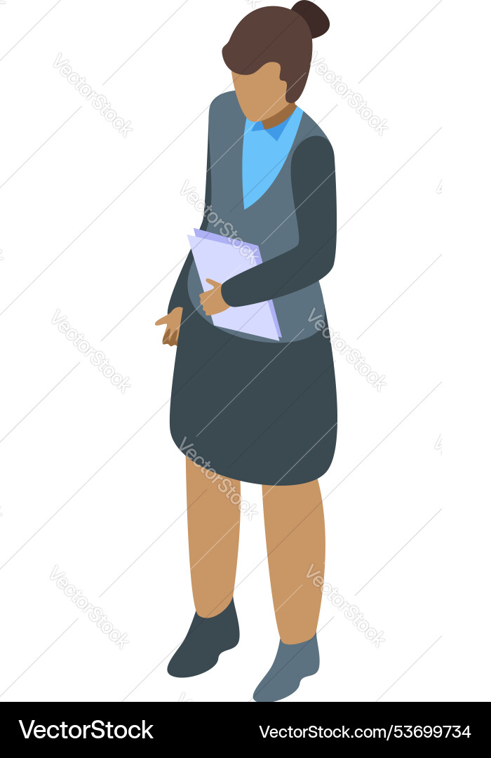 Young businesswoman is holding documents in her Young businesswoman is holding documents in her vector image