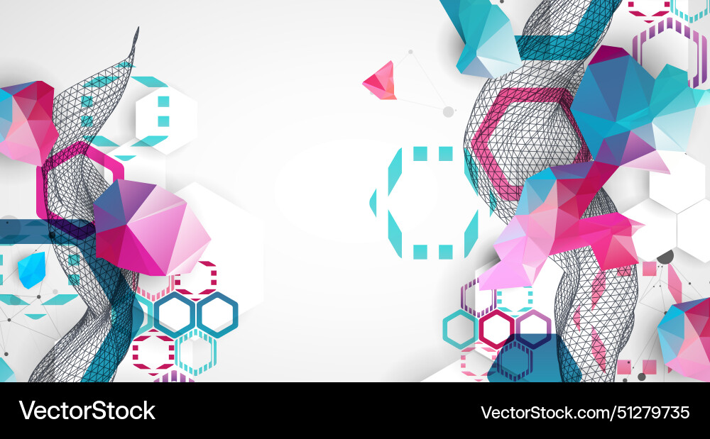 Abstract wave with colorful hexagons and plexus Abstract wave with colorful hexagons and plexus vector image
