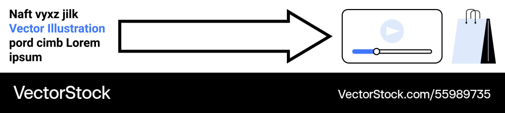 Arrow directing from text to video player Arrow directing from text to video player Vector Image