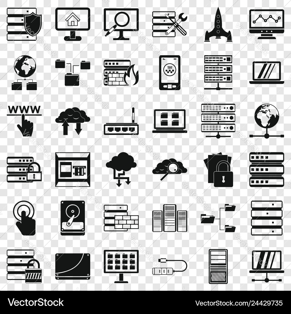 File database icons set simple style File database icons set simple style vector image