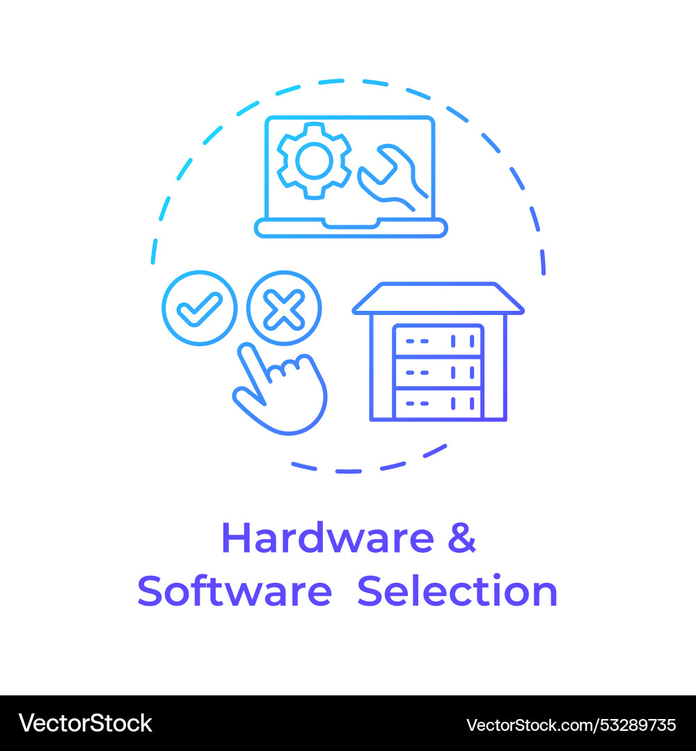 Hardware and software selection blue gradient Hardware and software selection blue gradient vector image