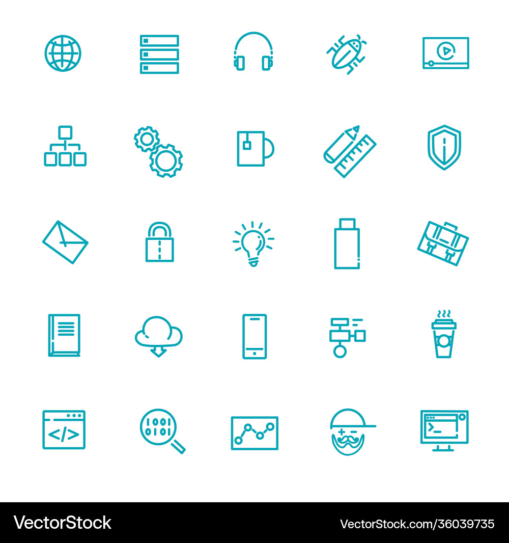 Programming outline icons set technology vector image