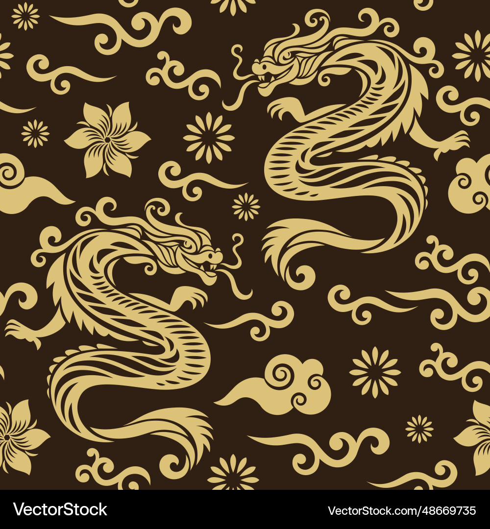 Seamless pattern with dragons Vector Image