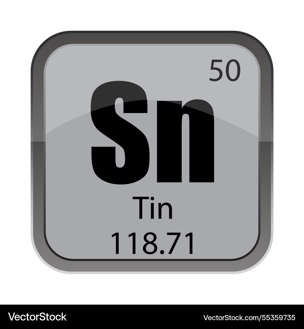 Sn element tile tin name display number 50 atomic Vector Image