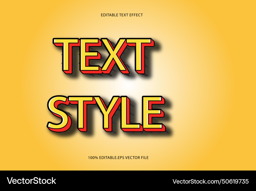 Text style editable effect 3d emboss vector image