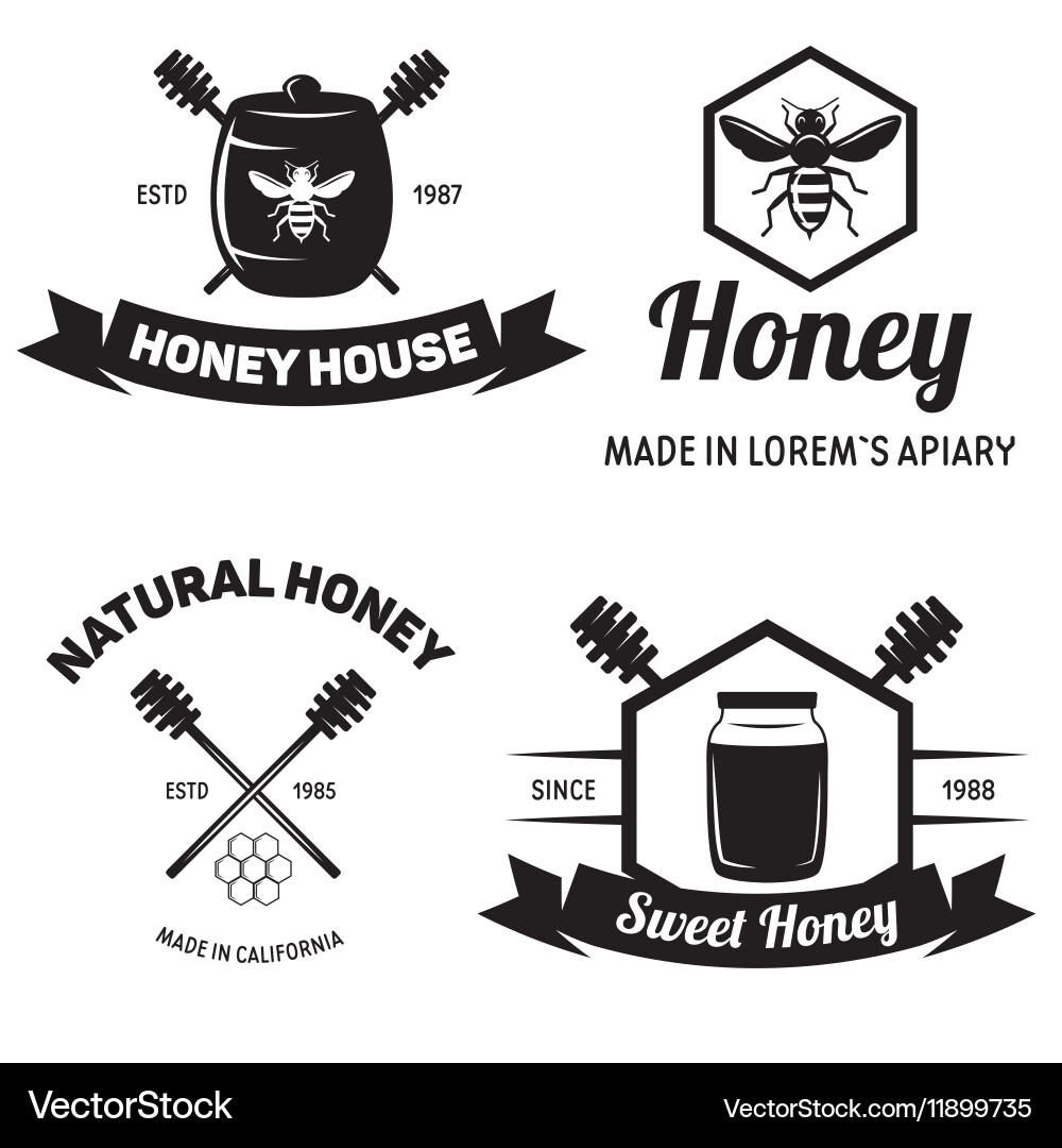 Vintage Honey Labels & Badges vector image