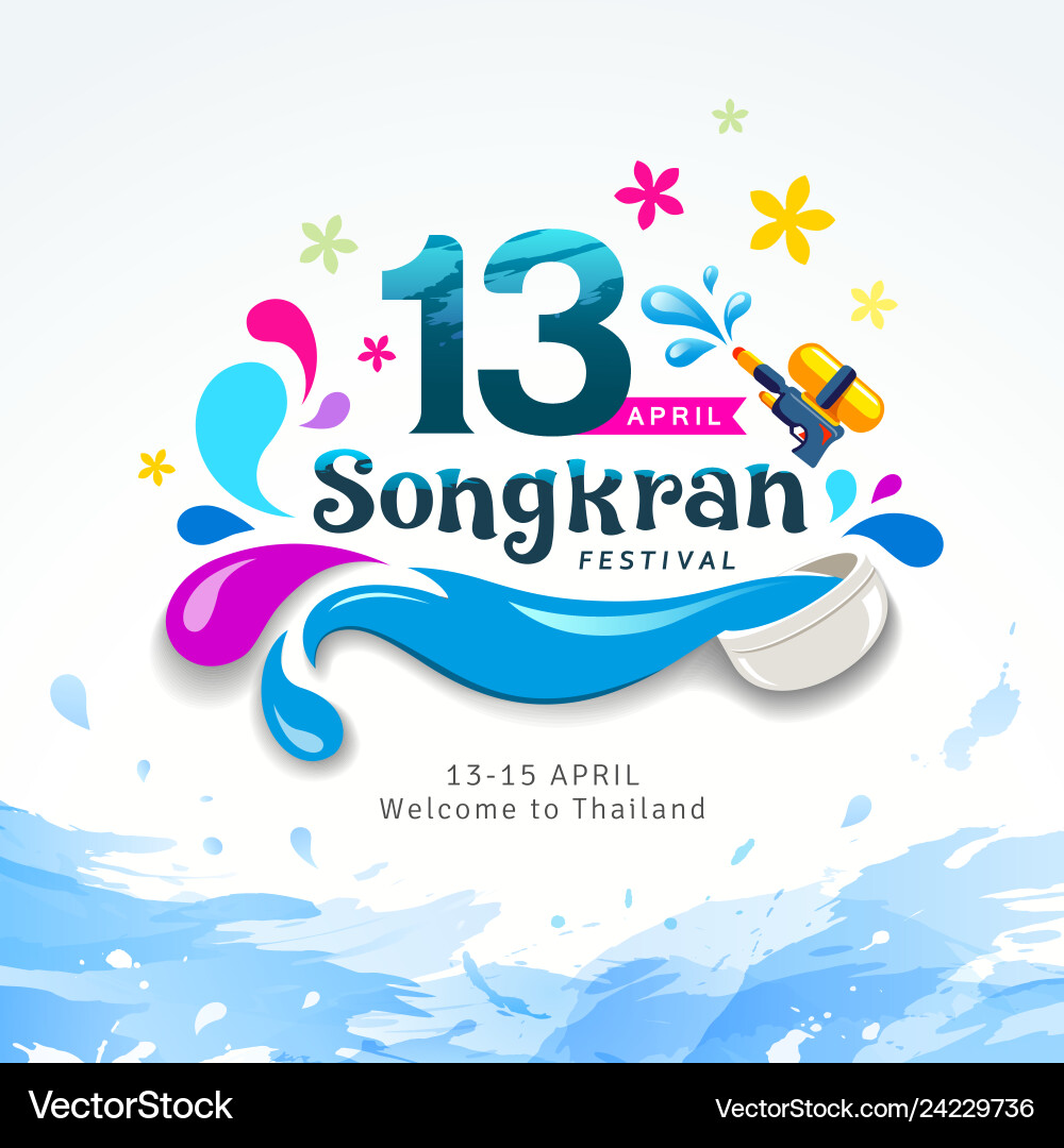 Amazing happy songkran festival sign of thailand vector image