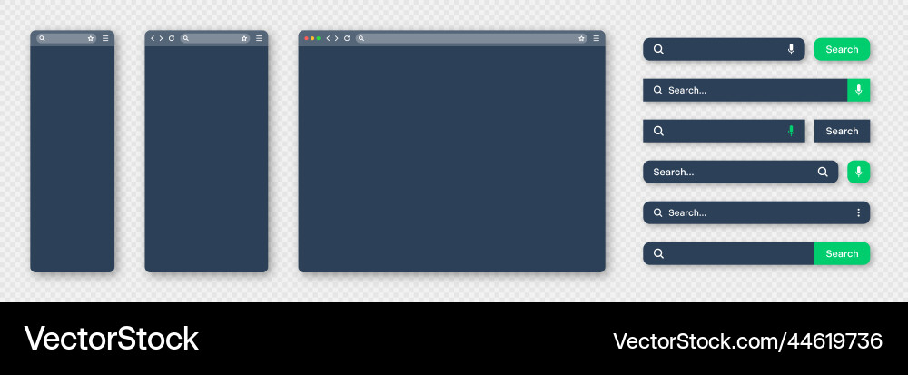 Blank internet browser window with various search Blank internet browser window with various search vector image