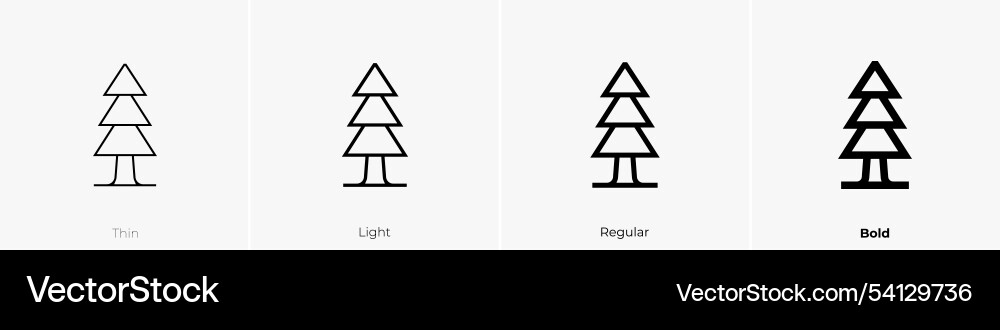 Tree icon thin light regular and bold style Tree icon thin light regular and bold style vector image