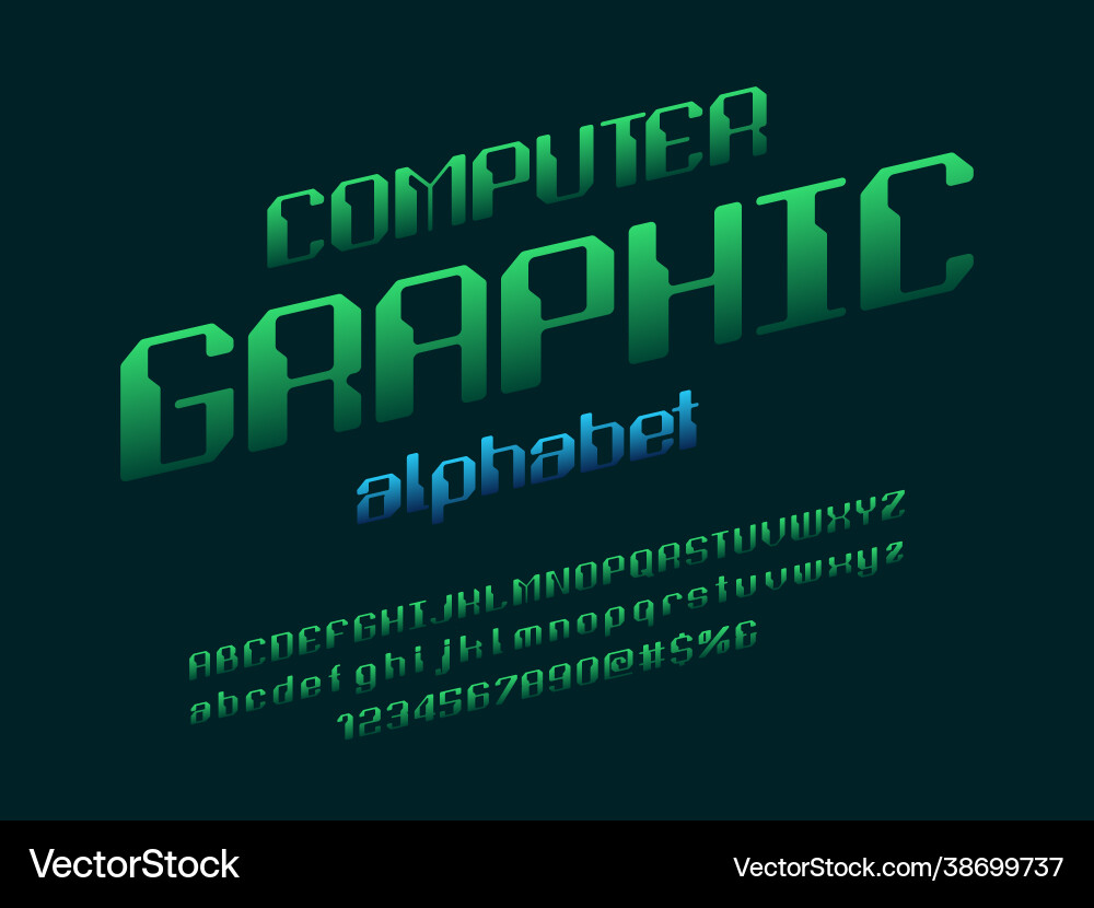 Digital Font - Tech Style Vector Image