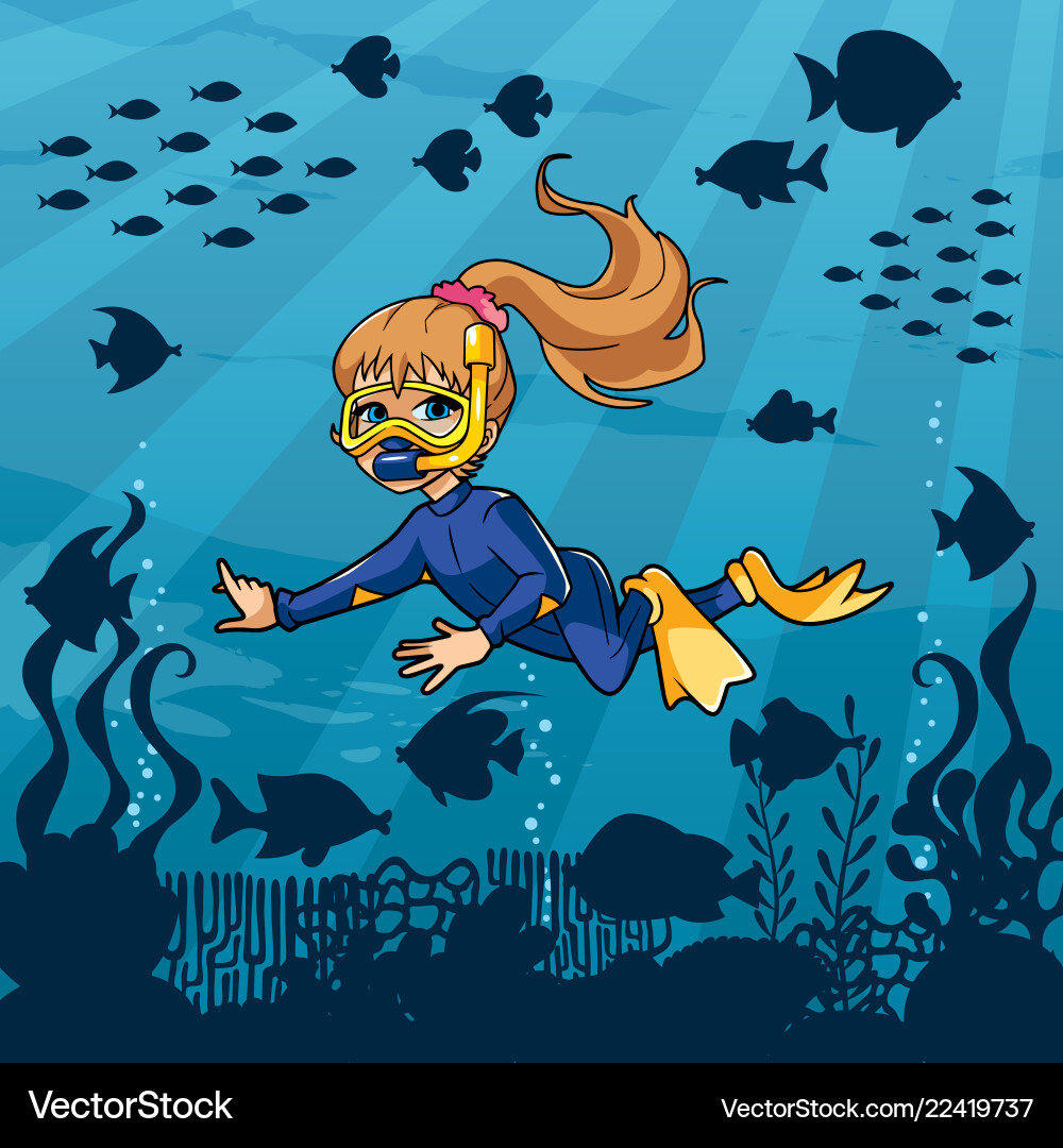 Diver Mädchen Unterhose Diver Mädchen Unterhose vektorbild