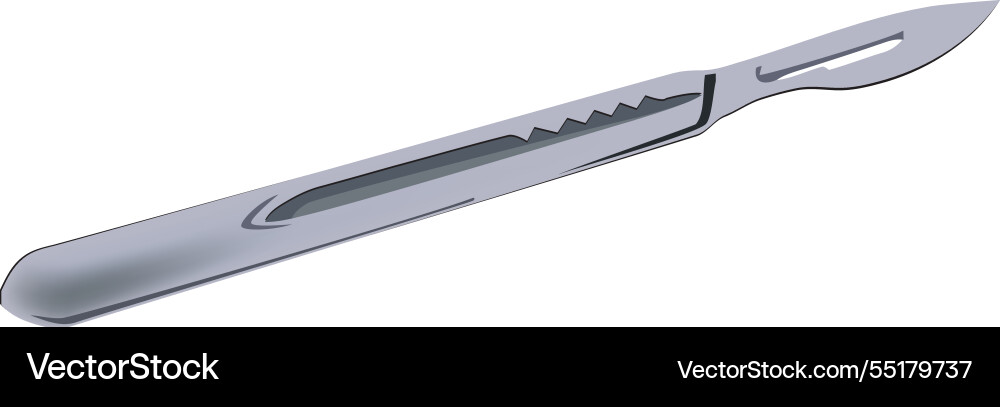 Scalpel lying on white background representing Vector Image