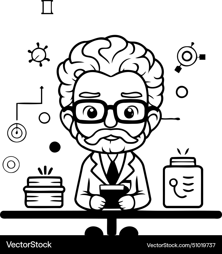 Scientist with tablet computer in a flat style Vector Image