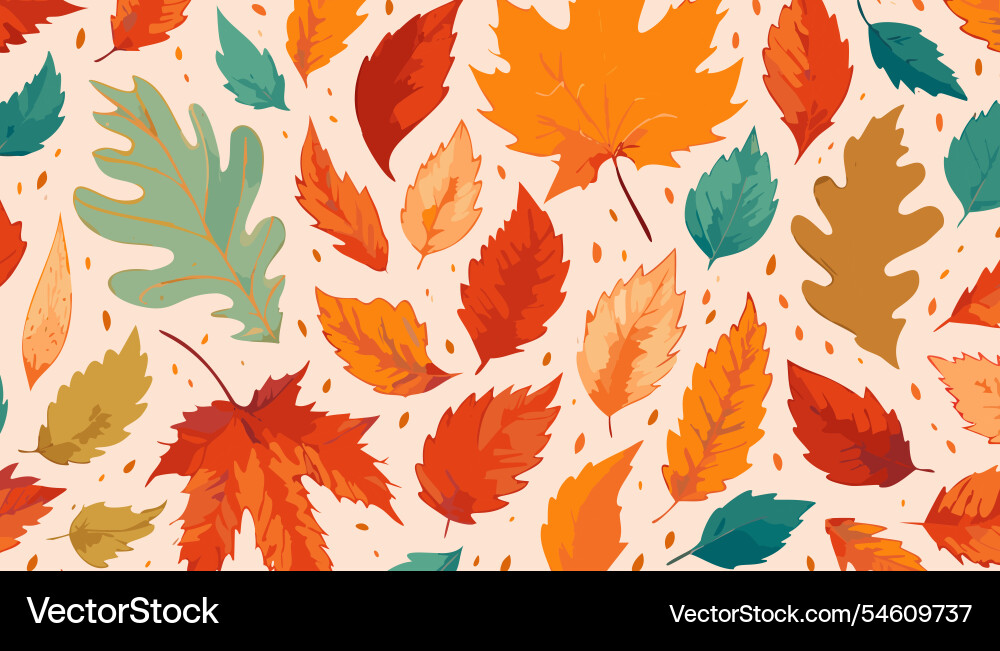 Seamless pattern with autumn leaves in flat style Vector Image