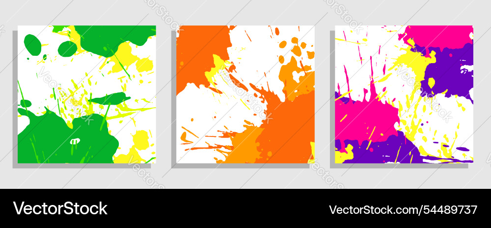 Set of square templates with splashes and stains Vector Image