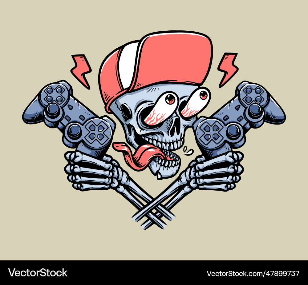 Skull with Game Controller vector image