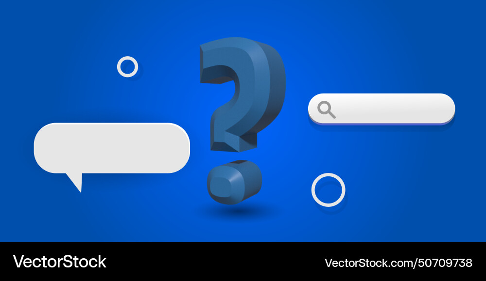 3d question mark with research and blank bubble vector image