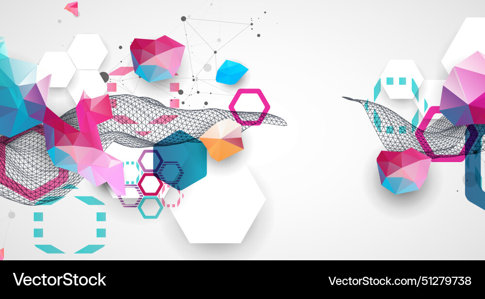 Abstrakte Welle mit bunten Sechskant und Plexiglas Abstrakte Welle mit bunten Sechskant und Plexiglas vektorbild