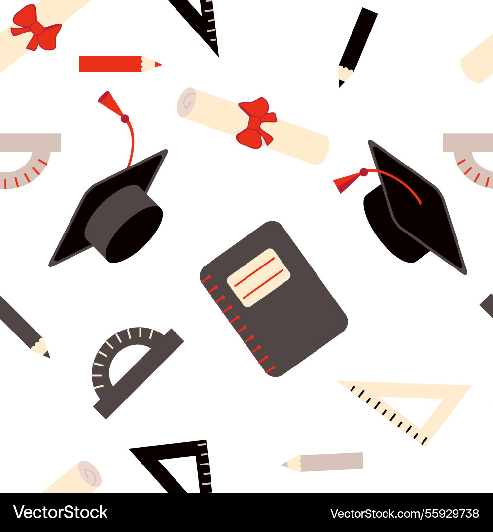 Class of graduation seamless pattern with caps Class of graduation seamless pattern with caps vector image