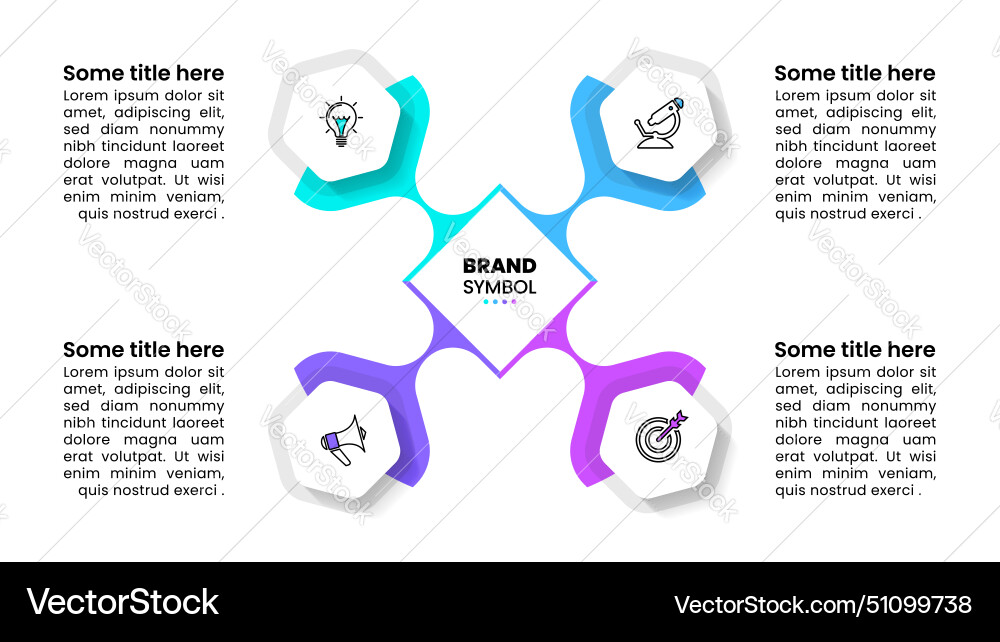 Infographic template abstract shape with 4 linked Infographic template abstract shape with 4 linked Vector Image