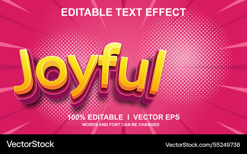 Joyful text effect with modern style design vector image