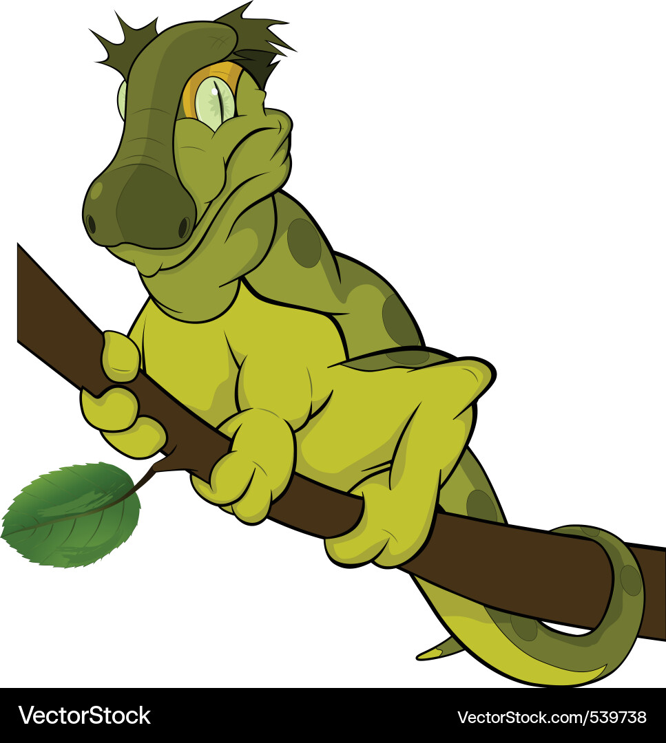 Lizard on a tree branch Vector Image