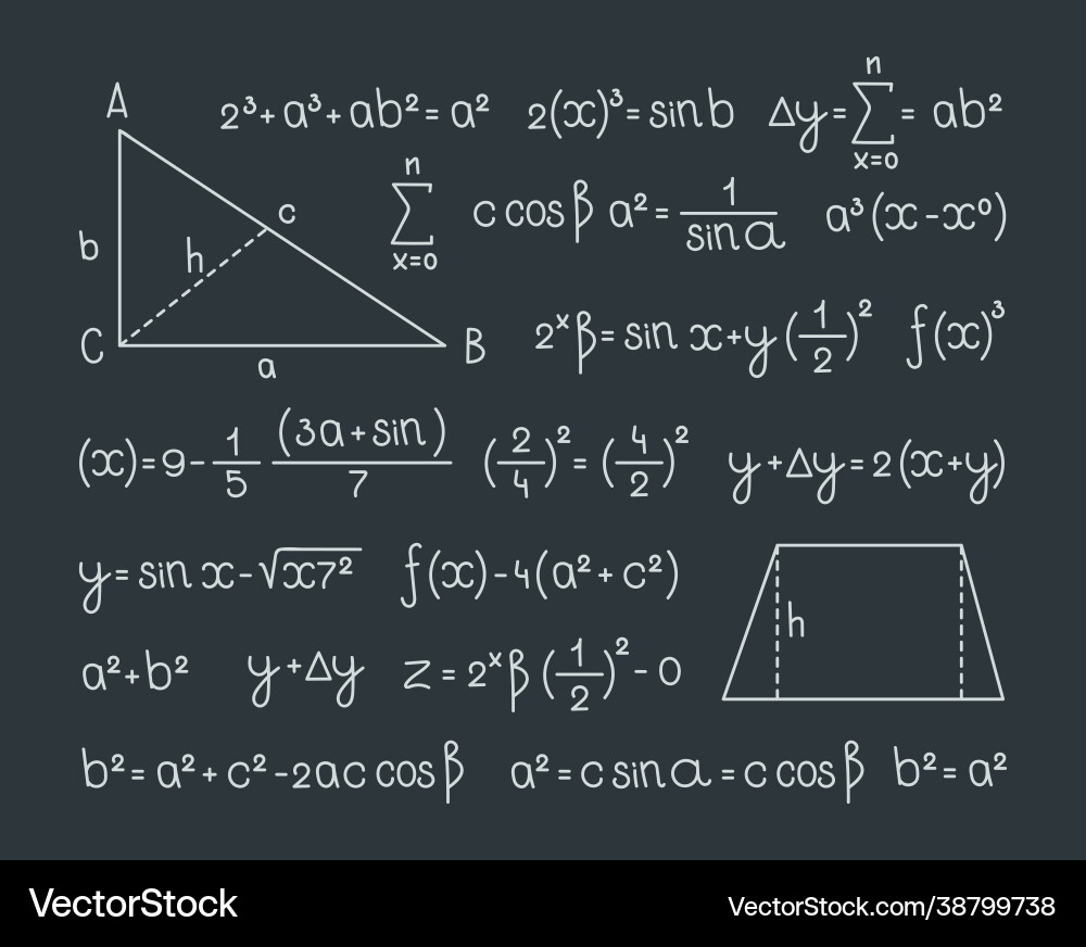 Mathematical Formulas and Symbols Vector Image