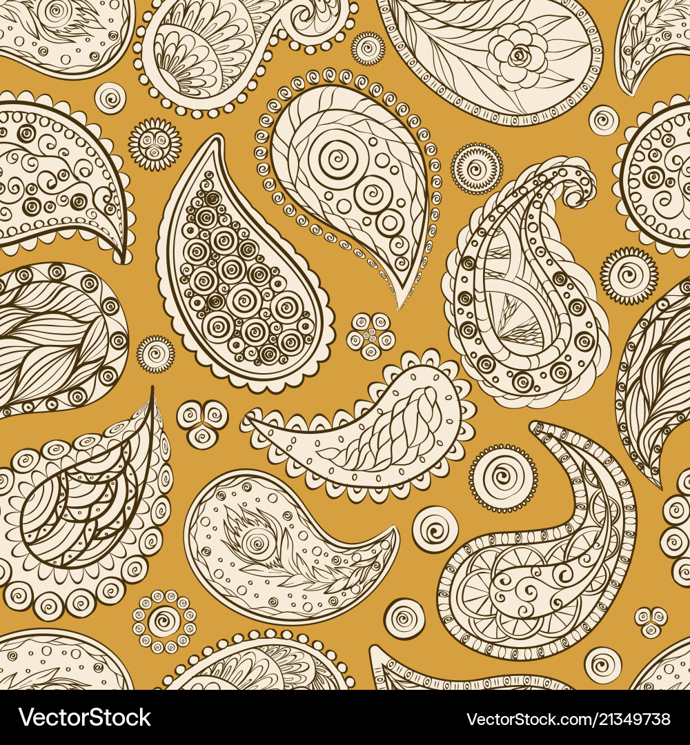 Paisley Ethnic Seamless Pattern Vector Image