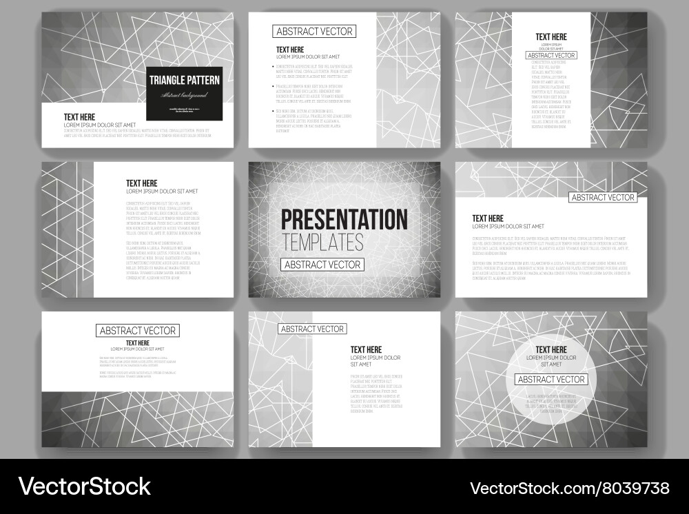 Set of 9 templates for presentation slides vector image