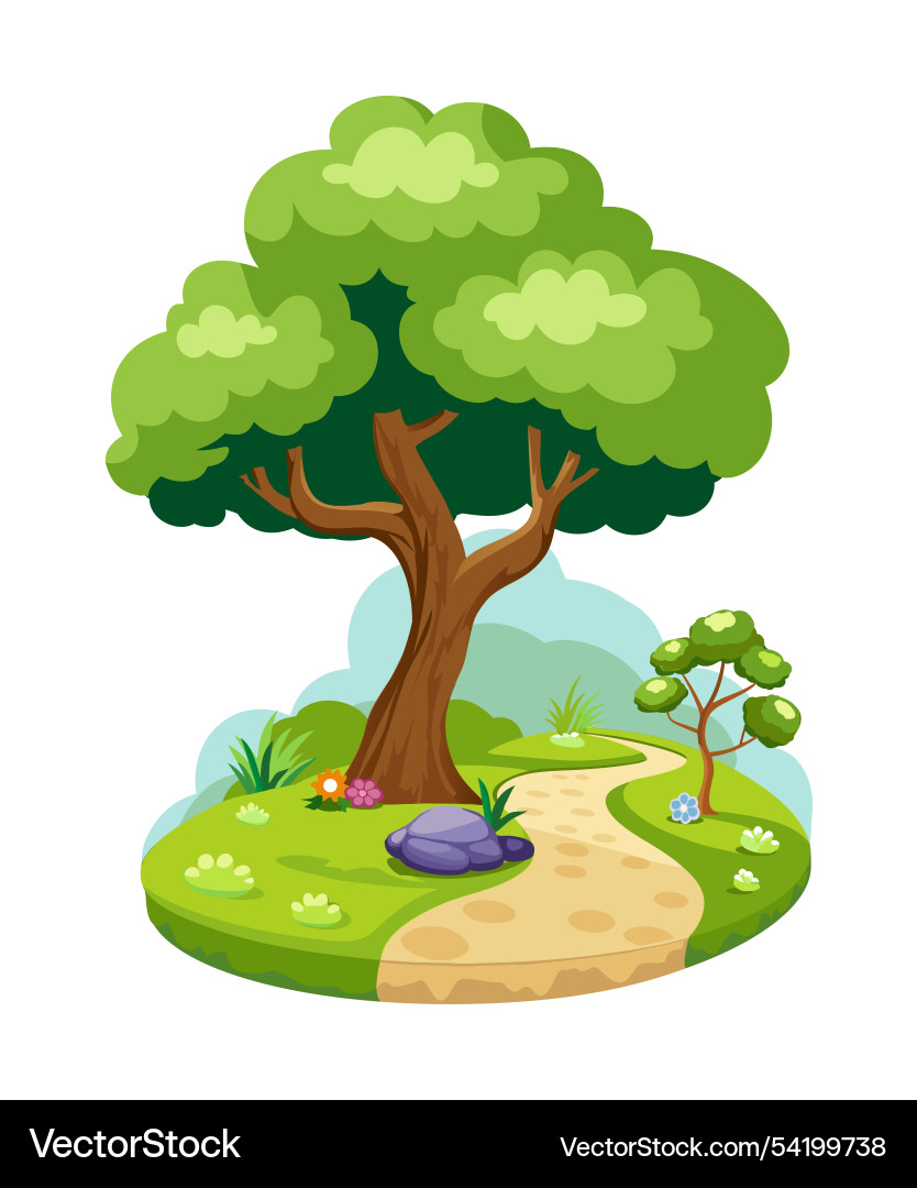 Tree with a path in the garden isolated Tree with a path in the garden isolated vector image