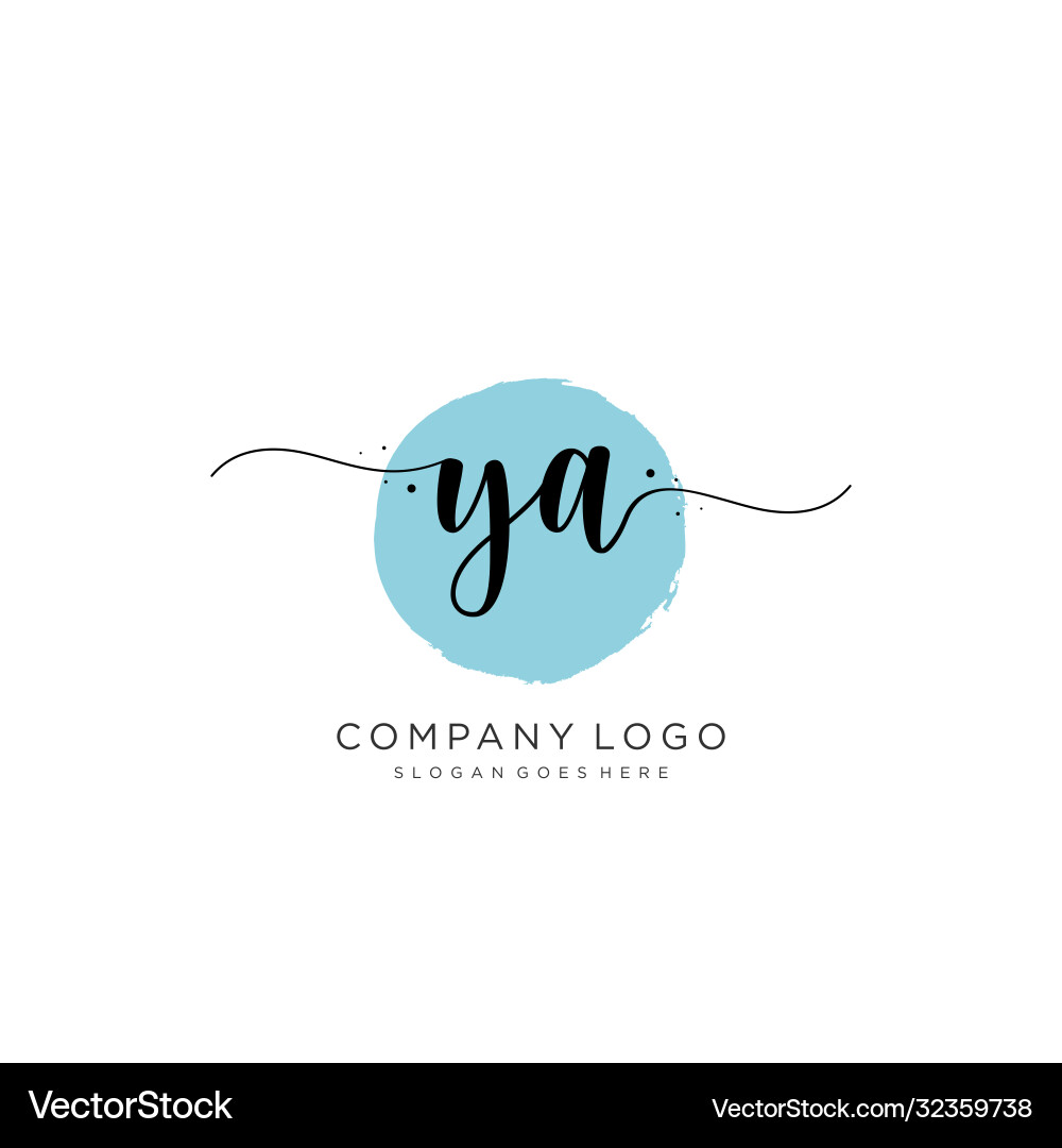 Ya initial handwriting logo design Royalty Free Vector Image