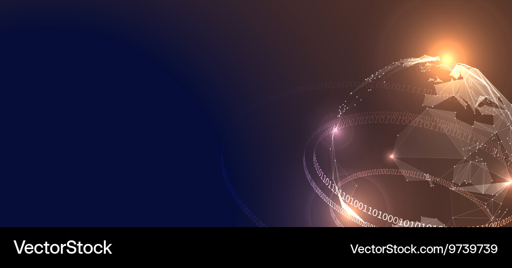 Abstract low poly earth with binary digits Vector Image