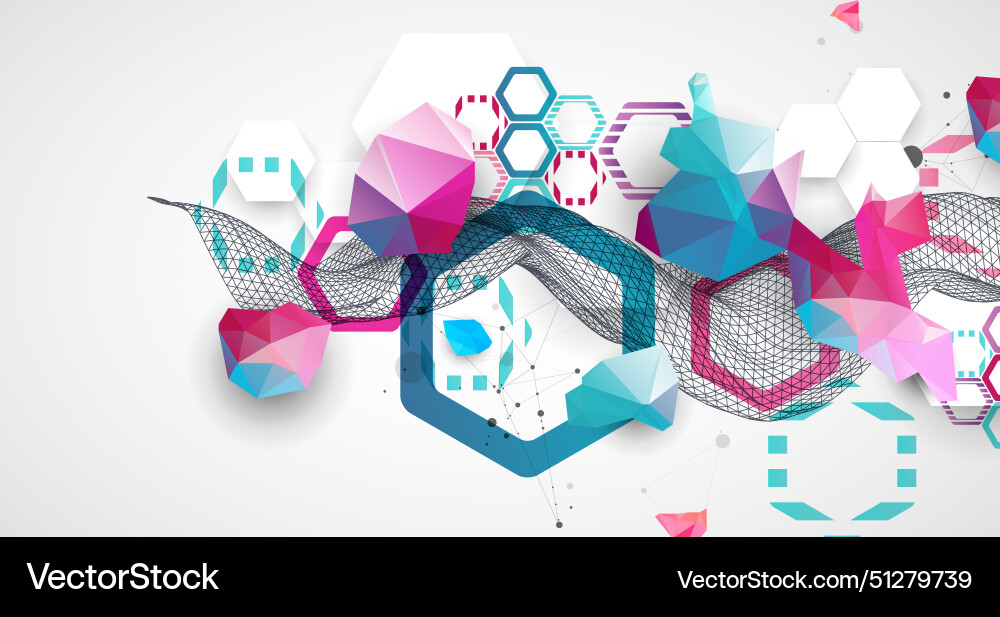 Abstrakte Welle mit bunten Sechskant und Plexiglas Abstrakte Welle mit bunten Sechskant und Plexiglas vektorbild