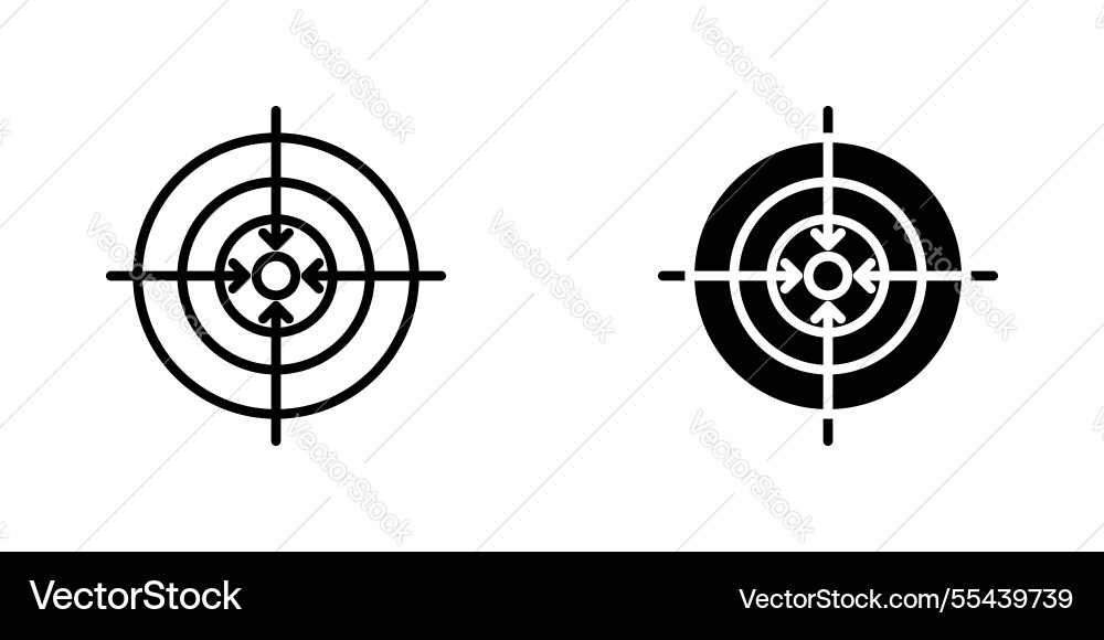 Bullseye pointer icons stroke line and black Vector Image