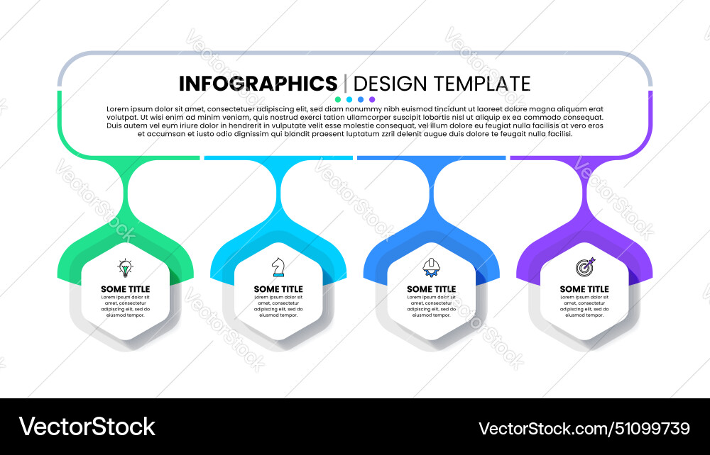 Infographic template 4 linked steps with icons Infographic template 4 linked steps with icons vector image