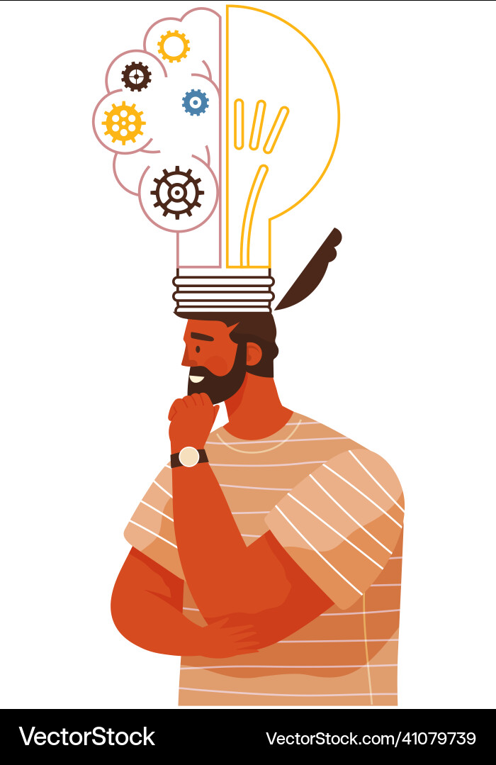 Man plans strategy solves issues creates idea Man plans strategy solves issues creates idea vector image