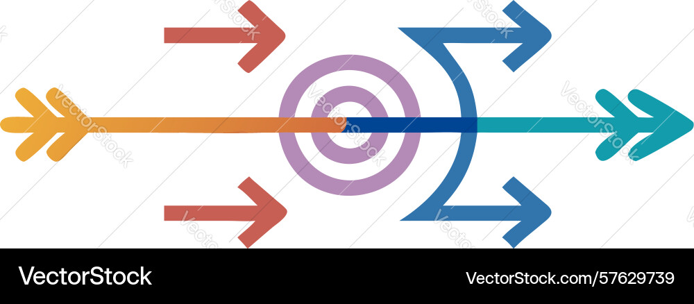Multiple arrows converging on target symbolizing vector image