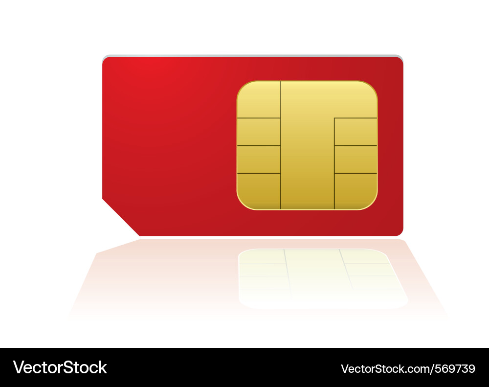Red SIM Card with Reflection Vector Image