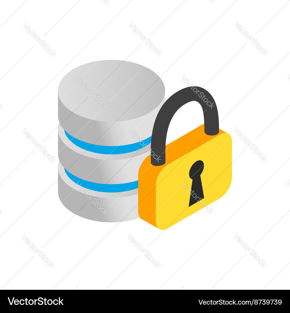 Secure Database with Padlock Icon Vector Image