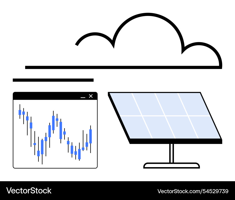 Solar panel and cloud computing data analytics Solar panel and cloud computing data analytics Vector Image