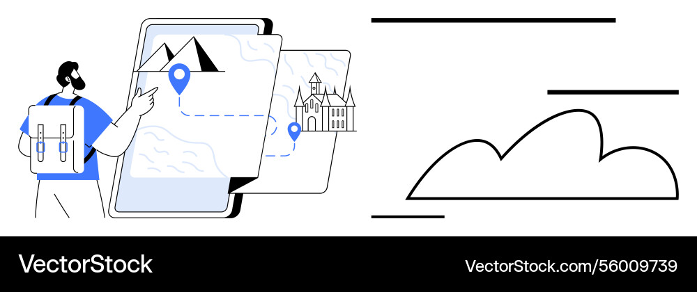 Traveler exploring digital navigation with maps Traveler exploring digital navigation with maps vector image