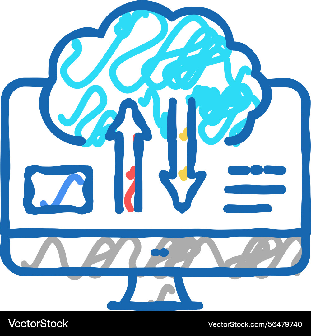 Download and upload from cloud digital processing Download and upload from cloud digital processing vector image