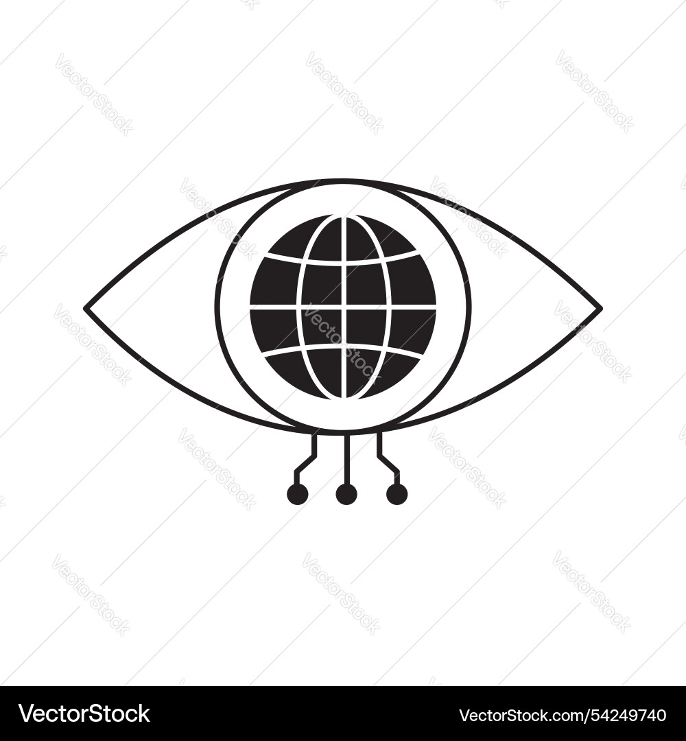 Global ai eye for smart visual recognition icon vector image