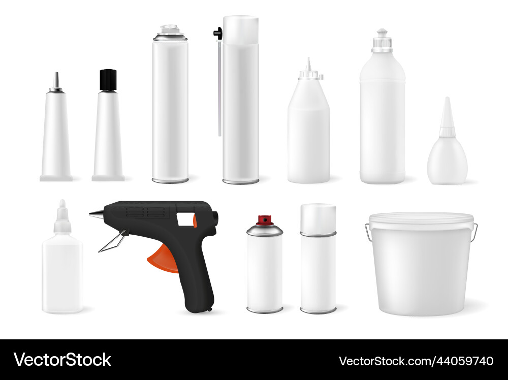 Glue Bottles and Containers Set vector image
