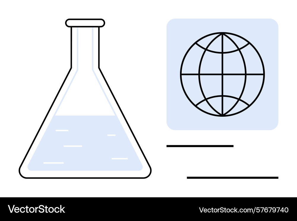 Laboratory flask with liquid and global connection Laboratory flask with liquid and global connection vector image