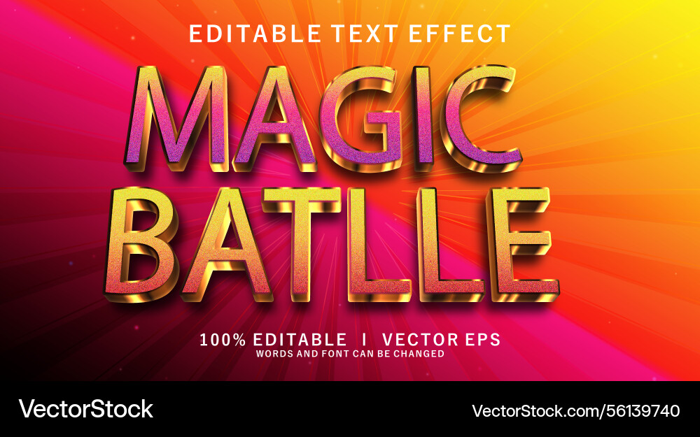 Magic battle editable text style effect Magic battle editable text style effect vector image