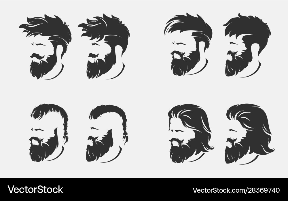 Mens hairstyles and haircut with beard Mens hairstyles and haircut with beard vector image
